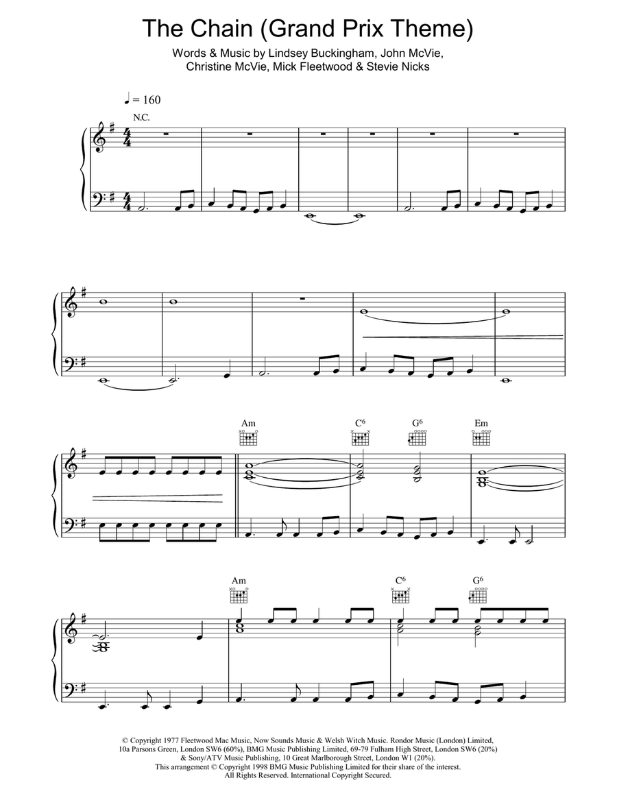 The Chain (extract) - Grand Prix Theme Piano Solo scores gallery preview page 1