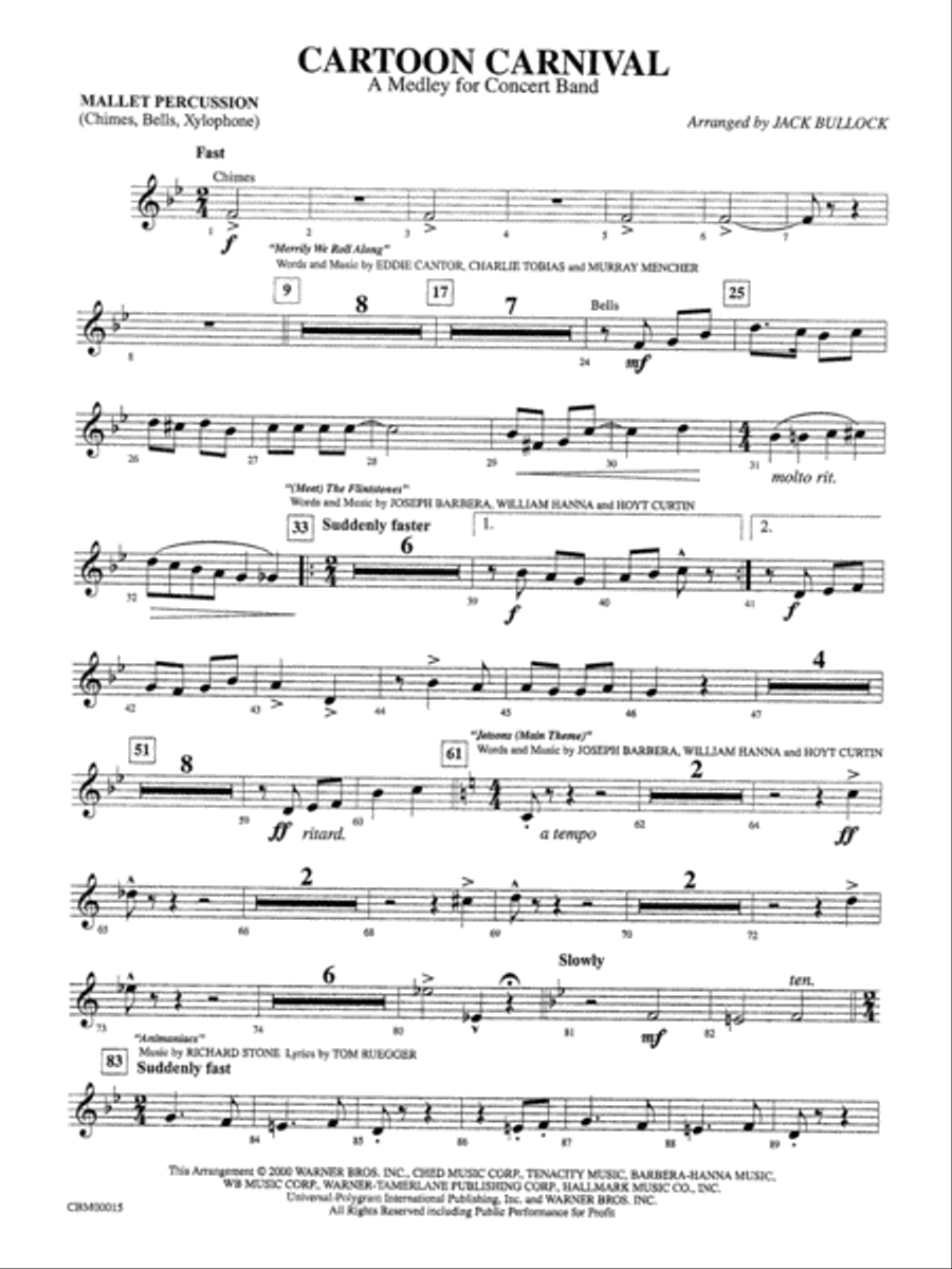 Cartoon Carnival (Medley): Mallets Concert Band scores gallery preview page 1