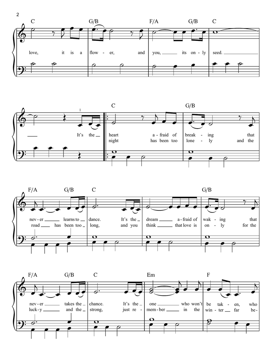 The Rose Easy Piano scores gallery preview page 2