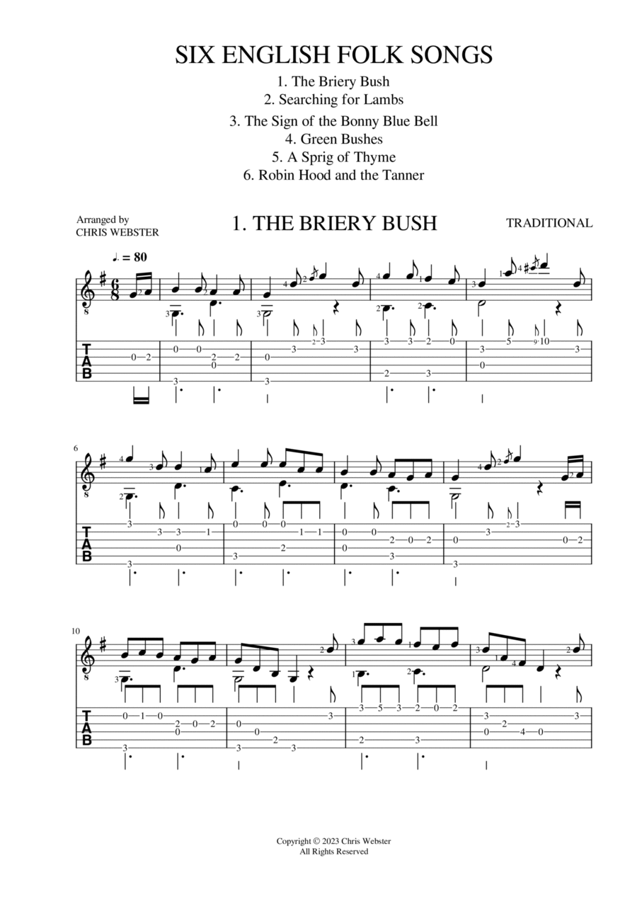 Six English Folk Songs for Easy Guitar by Traditional Acoustic