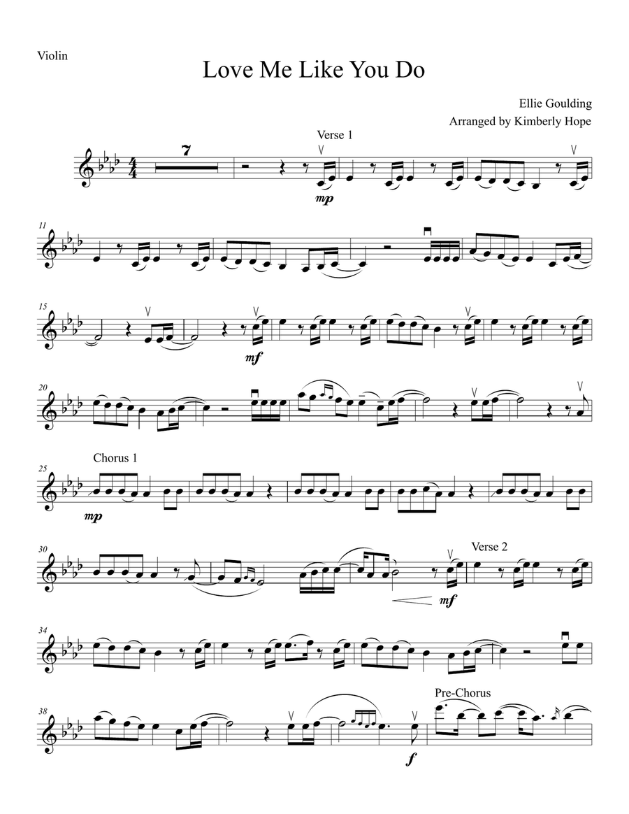 Love Me Like You Do Violin Solo scores gallery preview page 1