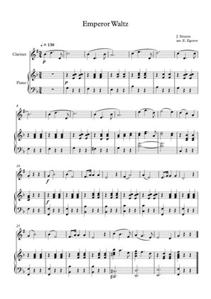 Emperor Waltz, Johann Strauss Jr., For Clarinet & Piano