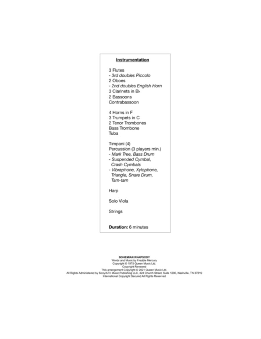 Bohemian Rhapsody Full Orchestra scores gallery preview page 2