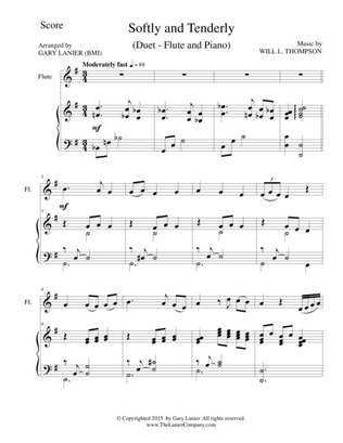 SOFTLY AND TENDERLY (Duet – Flute and Piano/Score and Parts)