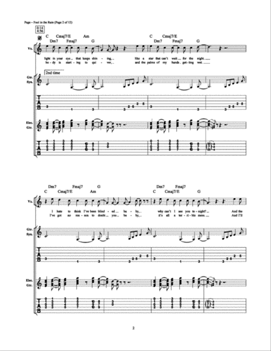 Fool in the Rain Electric Guitar scores gallery preview page 2
