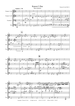 Book cover for Canon C-Major, Kanon C-Dur, Brass Quartet