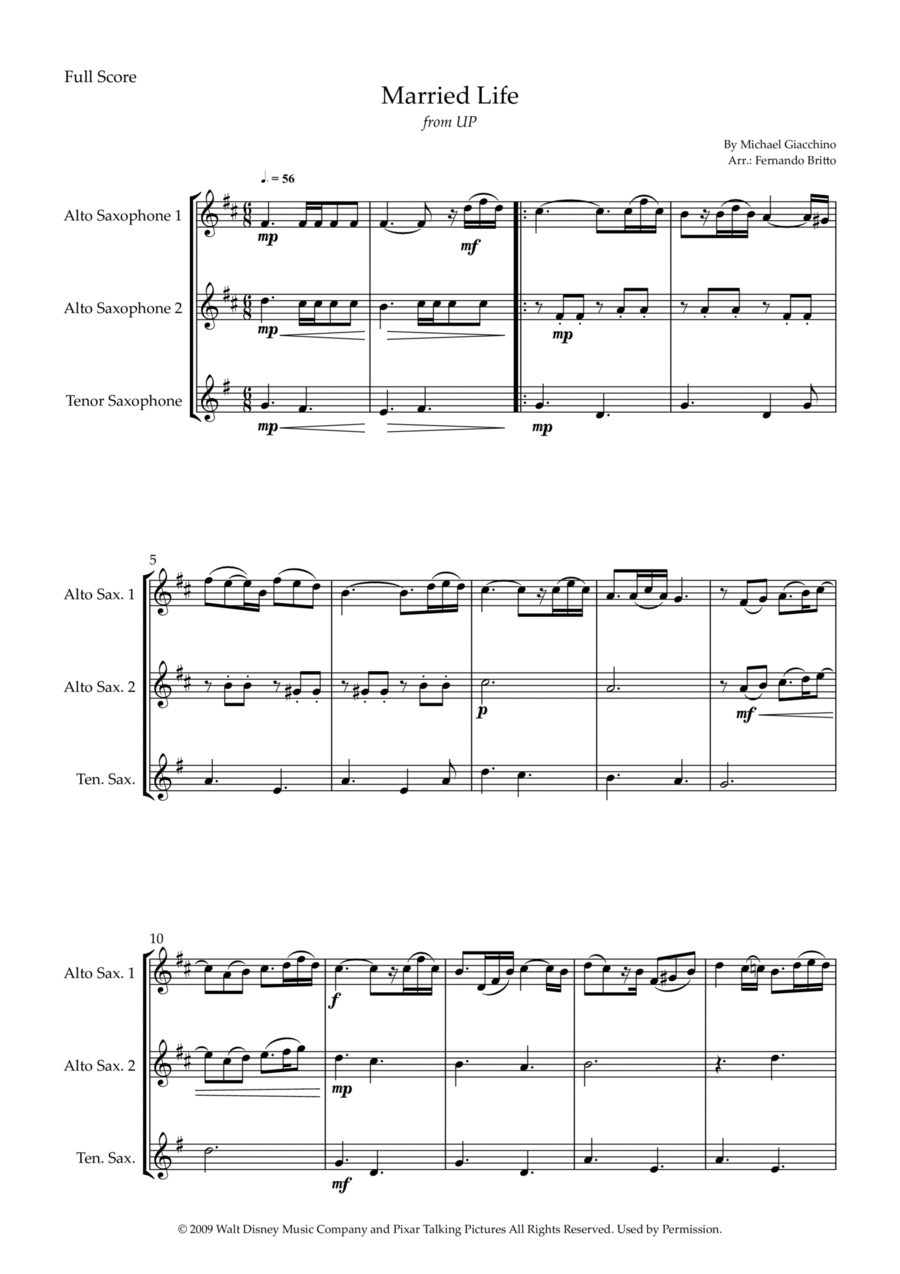 Married Life Woodwind Trio scores gallery preview page 1