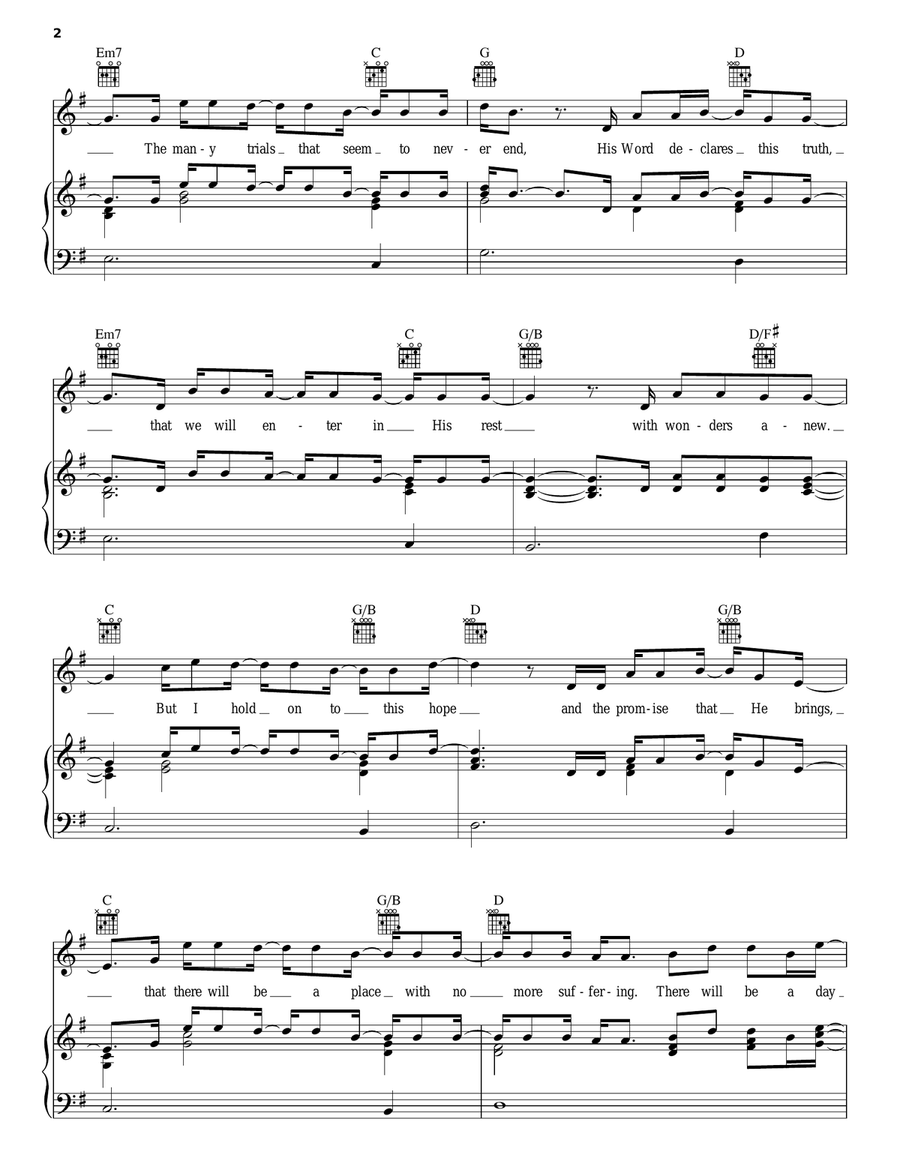 There Will Be A Day Piano, Vocal, Guitar scores gallery preview page 2