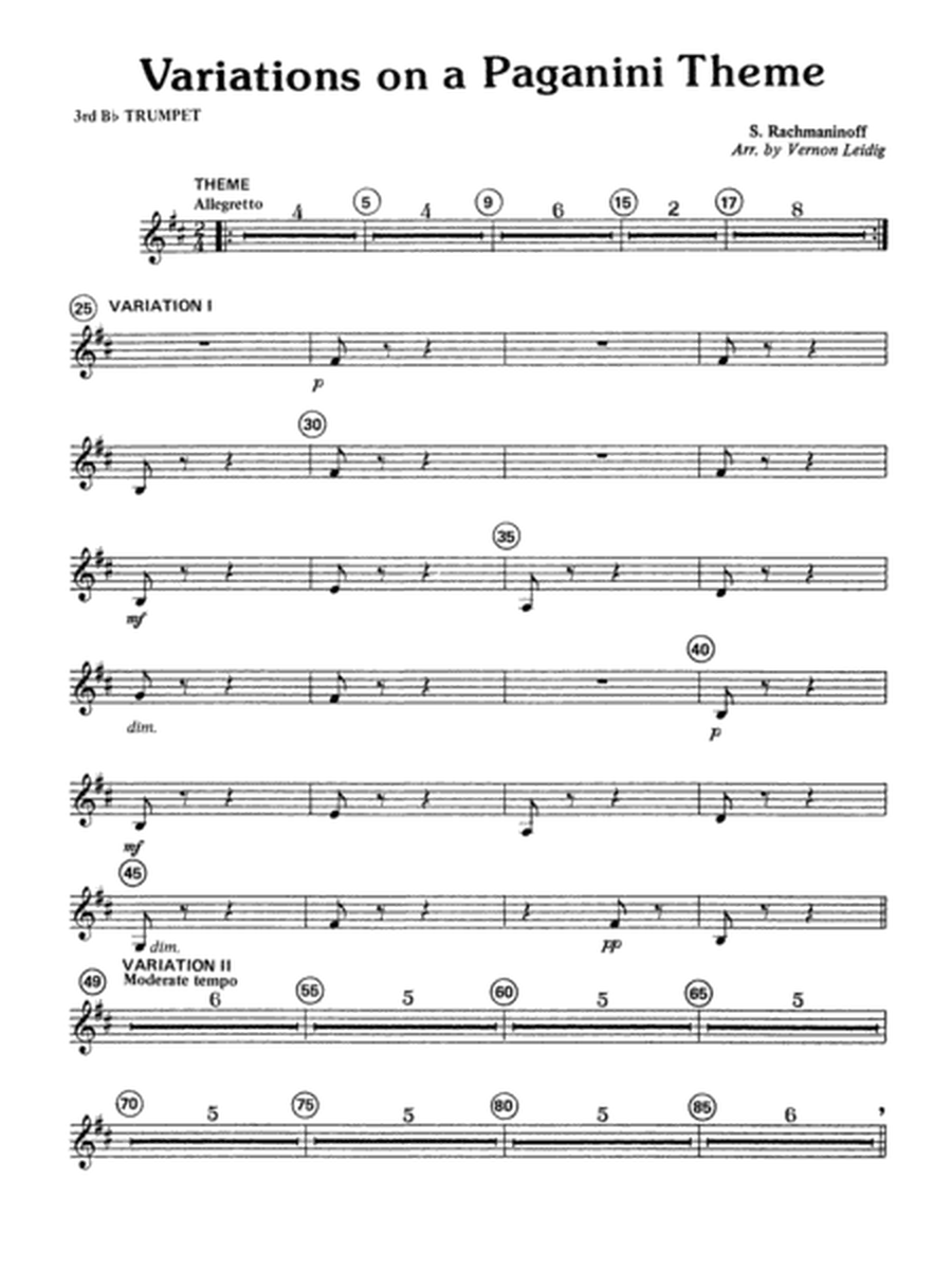 Variations on a Paganini Theme: 3rd B-flat Trumpet