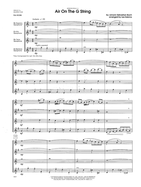 Air On The G String - Conductor Score (Full Score)