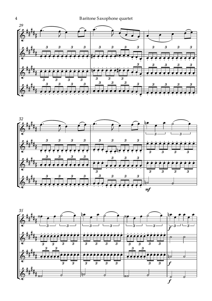 Swan Lake Tchaikovsky Baritone Saxophone Quartet Baritone Saxophone scores gallery preview page 5