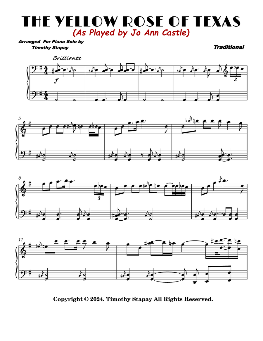 The Yellow Rose Of Texas Piano Solo scores gallery preview page 1