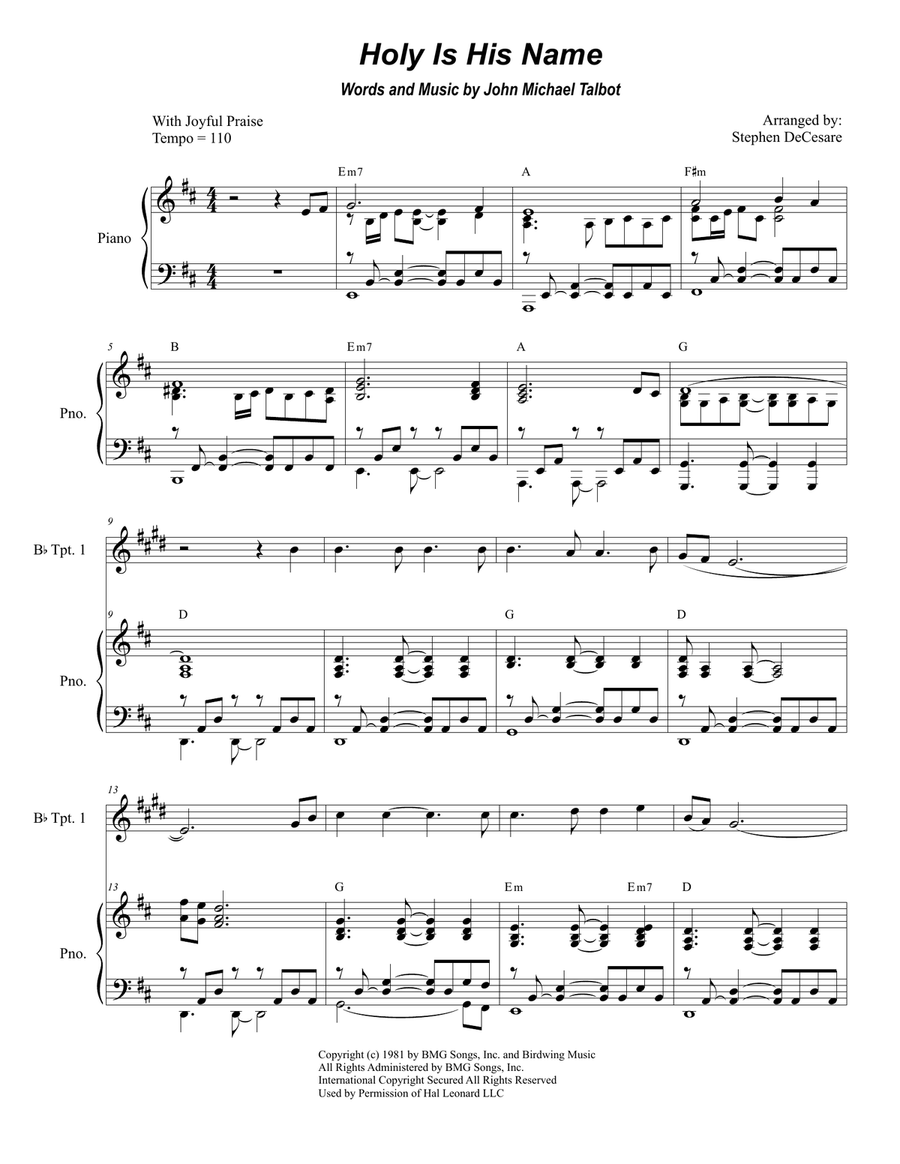 Holy Is His Name Trumpet Duet scores gallery preview page 1