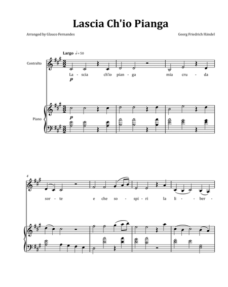 Lascia Ch'io Pianga by Händel - Contralto & Piano in A Major image number null