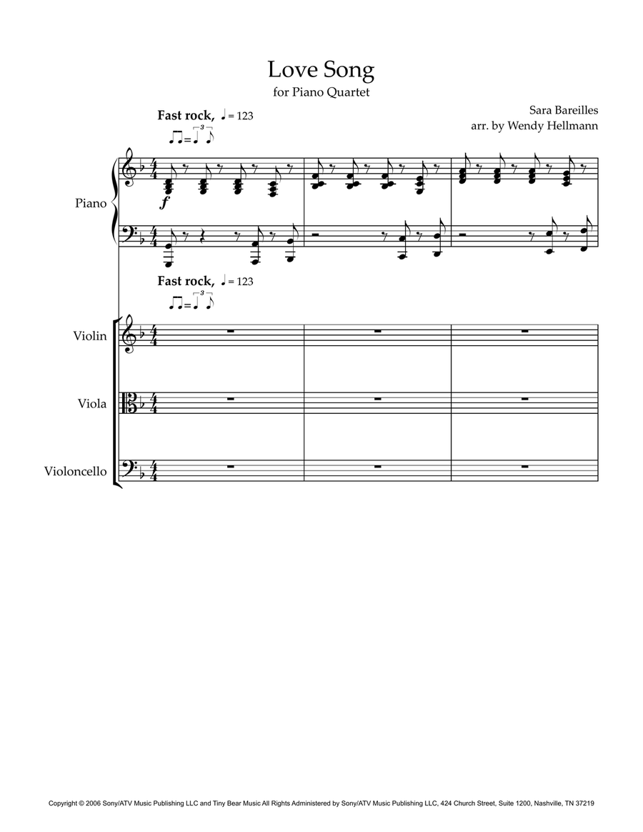 Love Song Piano Quartet scores gallery preview page 1