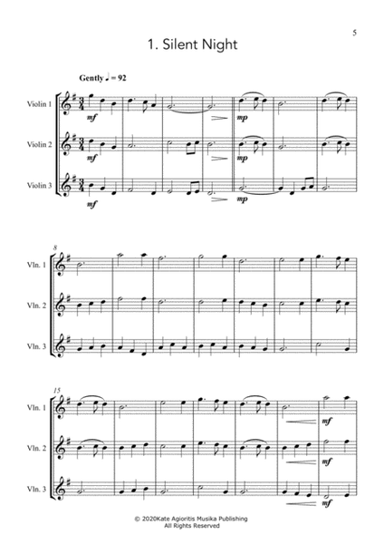 Carols for Three - Fifteen Traditional Carols for Violin Trio image number null