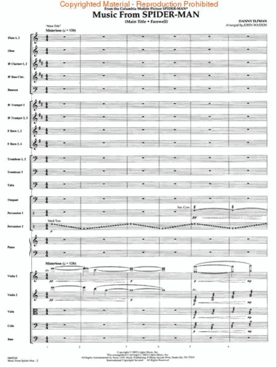 Music from Spider-Man Full Orchestra scores gallery preview page 2