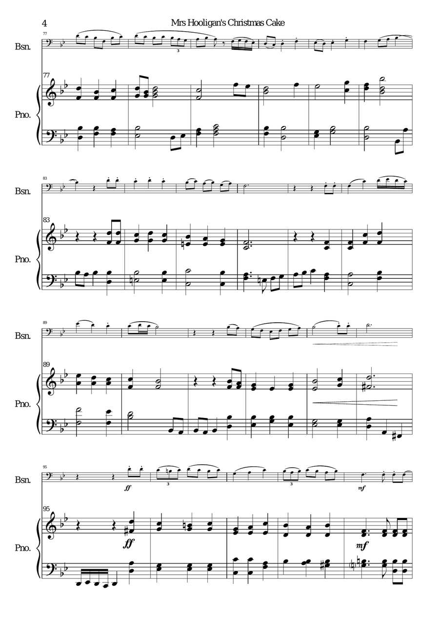 Mrs Hooligan's Christmas Cake for bassoon and piano Bassoon Solo scores gallery preview page 4