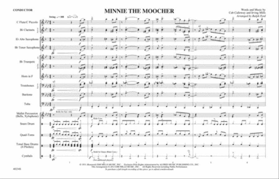 Minnie the Moocher: Score Marching Band scores gallery preview page 1