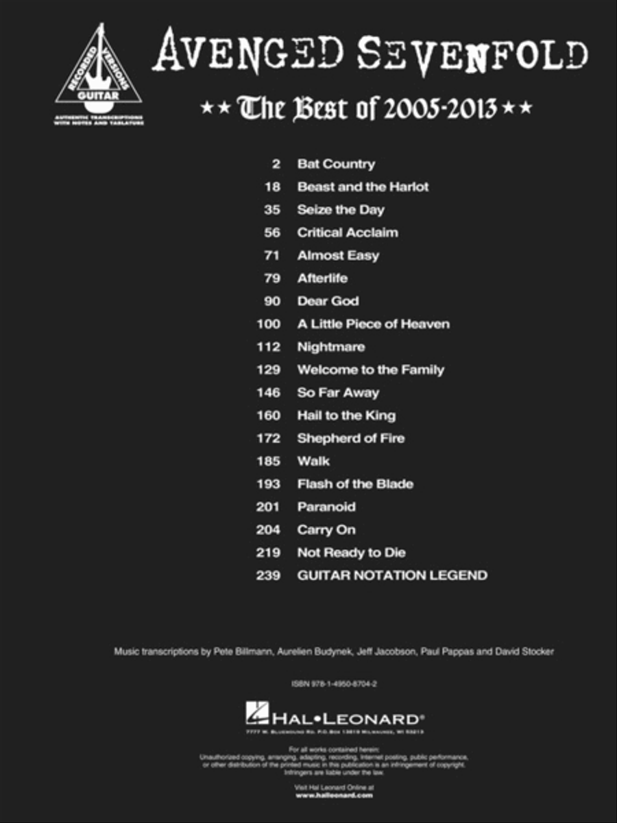 Avenged Sevenfold – The Best of 2005-2013 Guitar Tablature scores gallery preview page 2