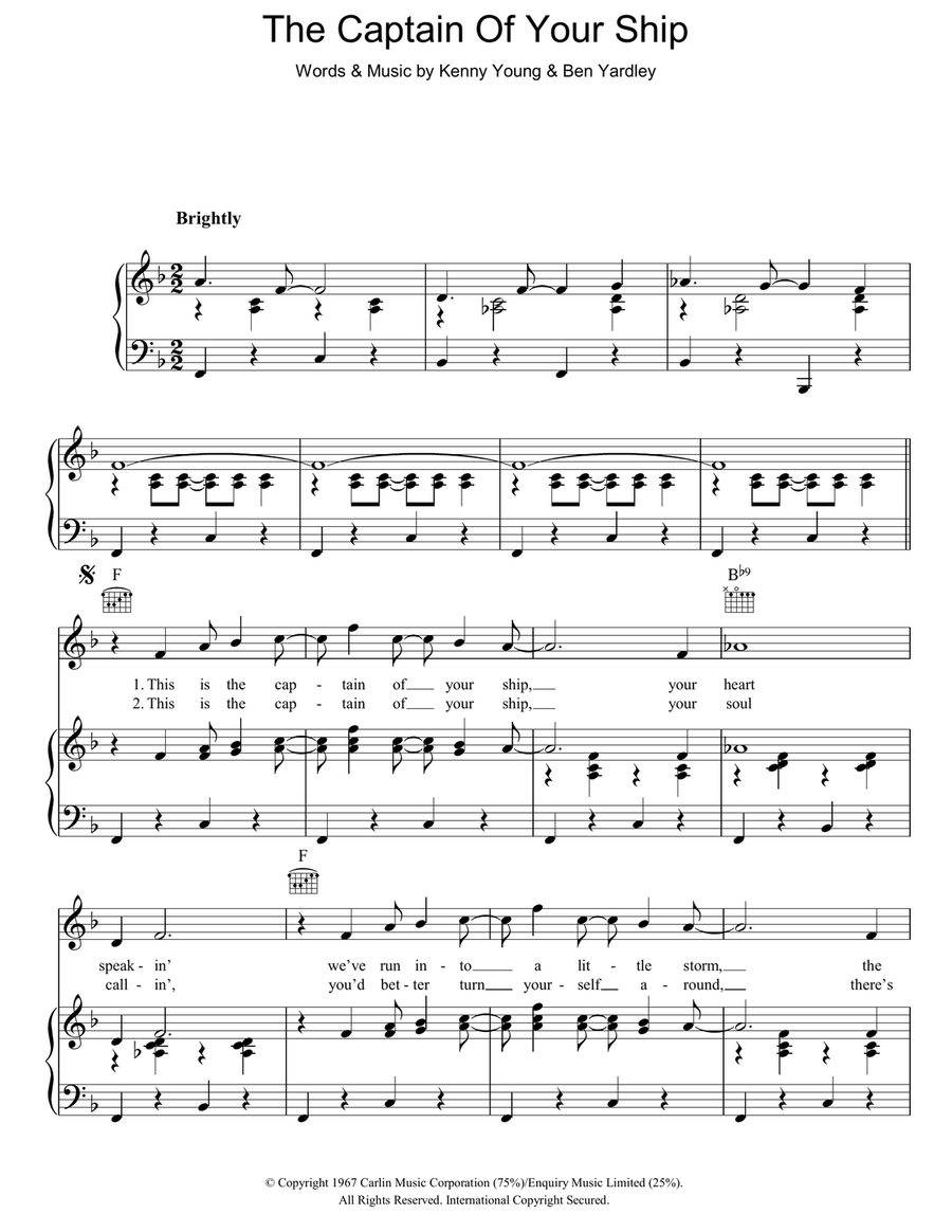 The Captain Of Your Ship Piano, Vocal, Guitar scores gallery preview page 1