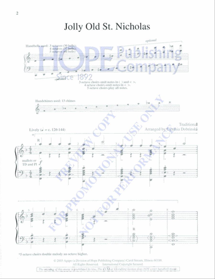 Jolly Old St. Nicholas Handbell 5-Octaves scores gallery preview page 2