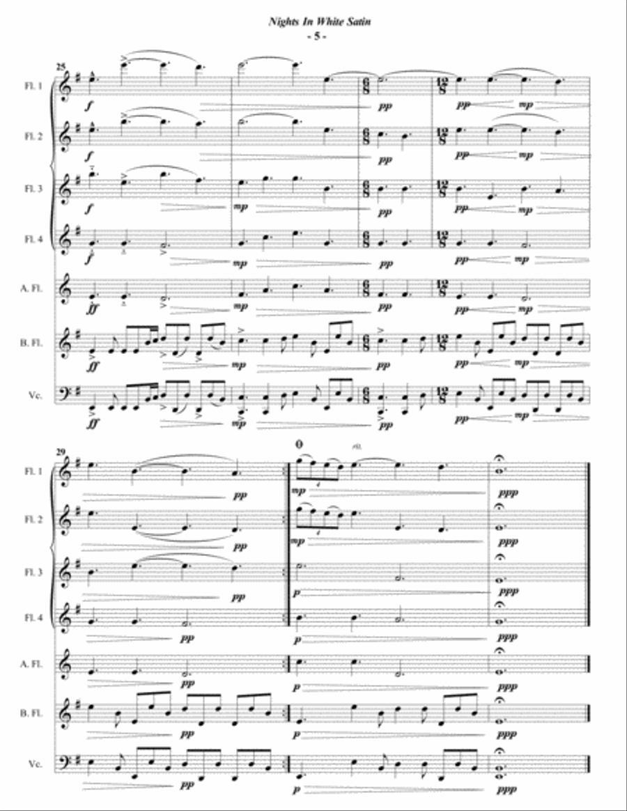 Nights In White Satin Woodwind Ensemble scores gallery preview page 5