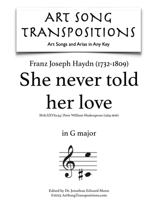 Book cover for HAYDN: She never told her love (transposed to G major)