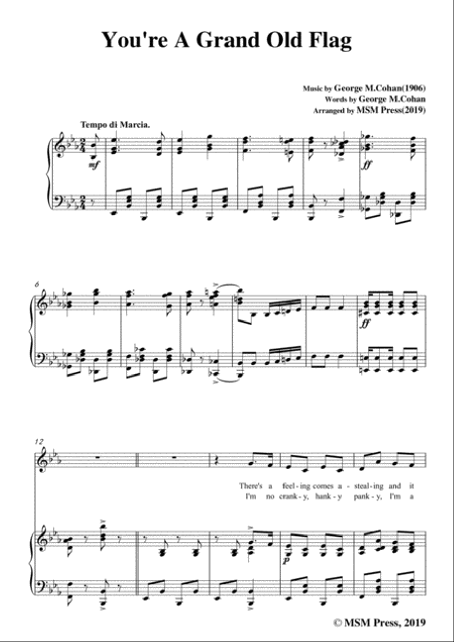 George M. Cohan-You're A Grand Old Flag,in E flat Major,for Voice&Piano Voice scores gallery preview page 3