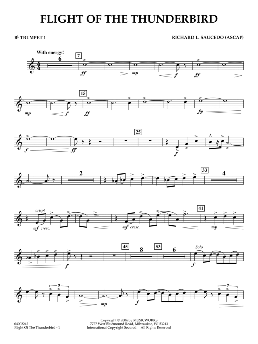 Flight Of The Thunderbird - Bb Trumpet 1 Concert Band scores gallery preview page 1