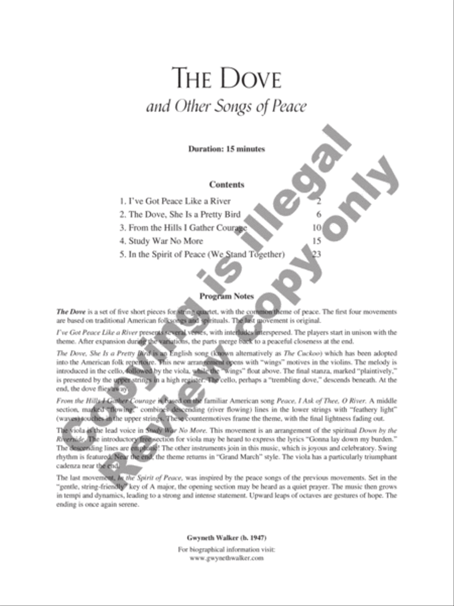The Dove and Other Songs of Peace String Quartet scores gallery preview page 3