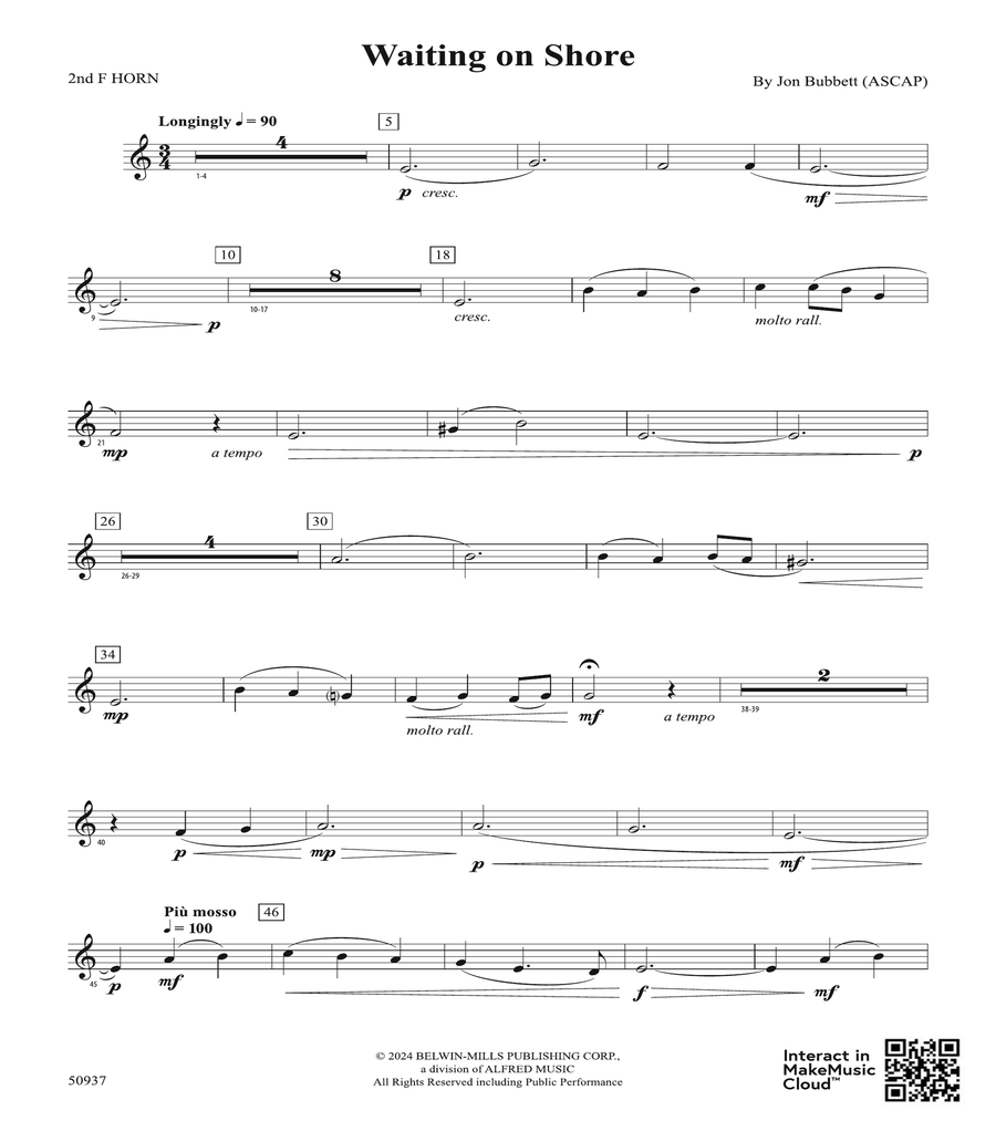 Waiting on Shore: 2nd F Horn Horn scores gallery preview page 1