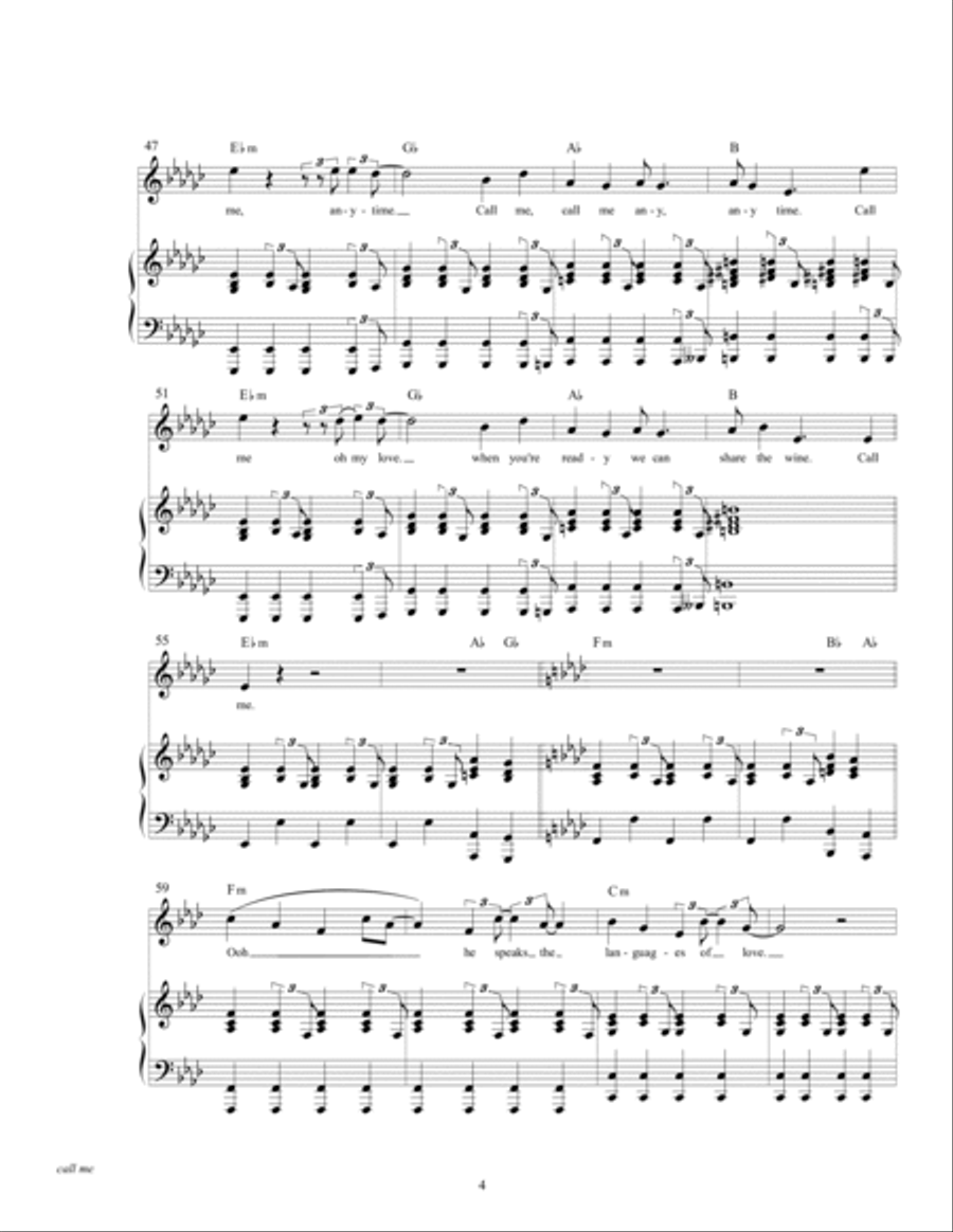 Call Me Piano, Vocal, Guitar scores gallery preview page 6