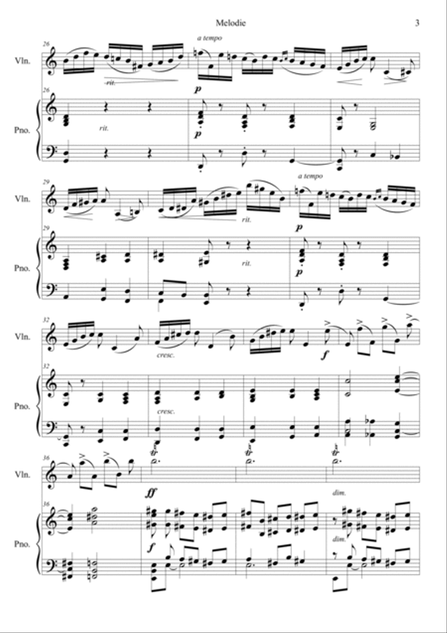 Tchaikovsky: Souvenir d'un lieu cher, Op.42 Melodie (in C) Violin Solo scores gallery preview page 3
