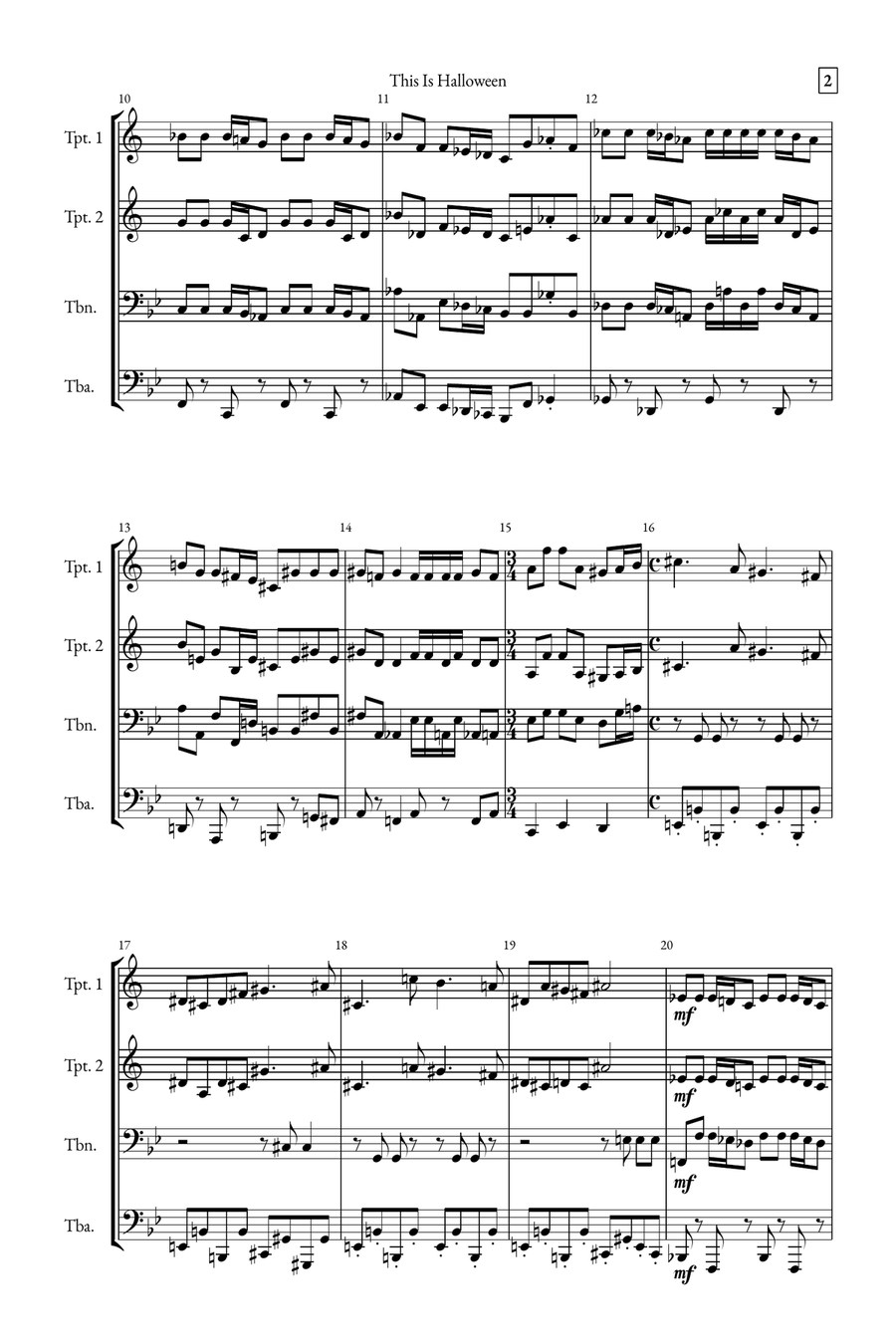 This Is Halloween Brass Quartet scores gallery preview page 2