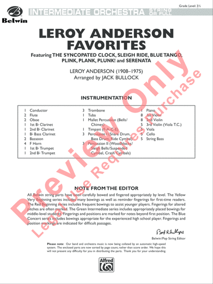 Leroy Anderson Favorites Leroy Anderson Favorites Full Orchestra scores gallery preview page 2