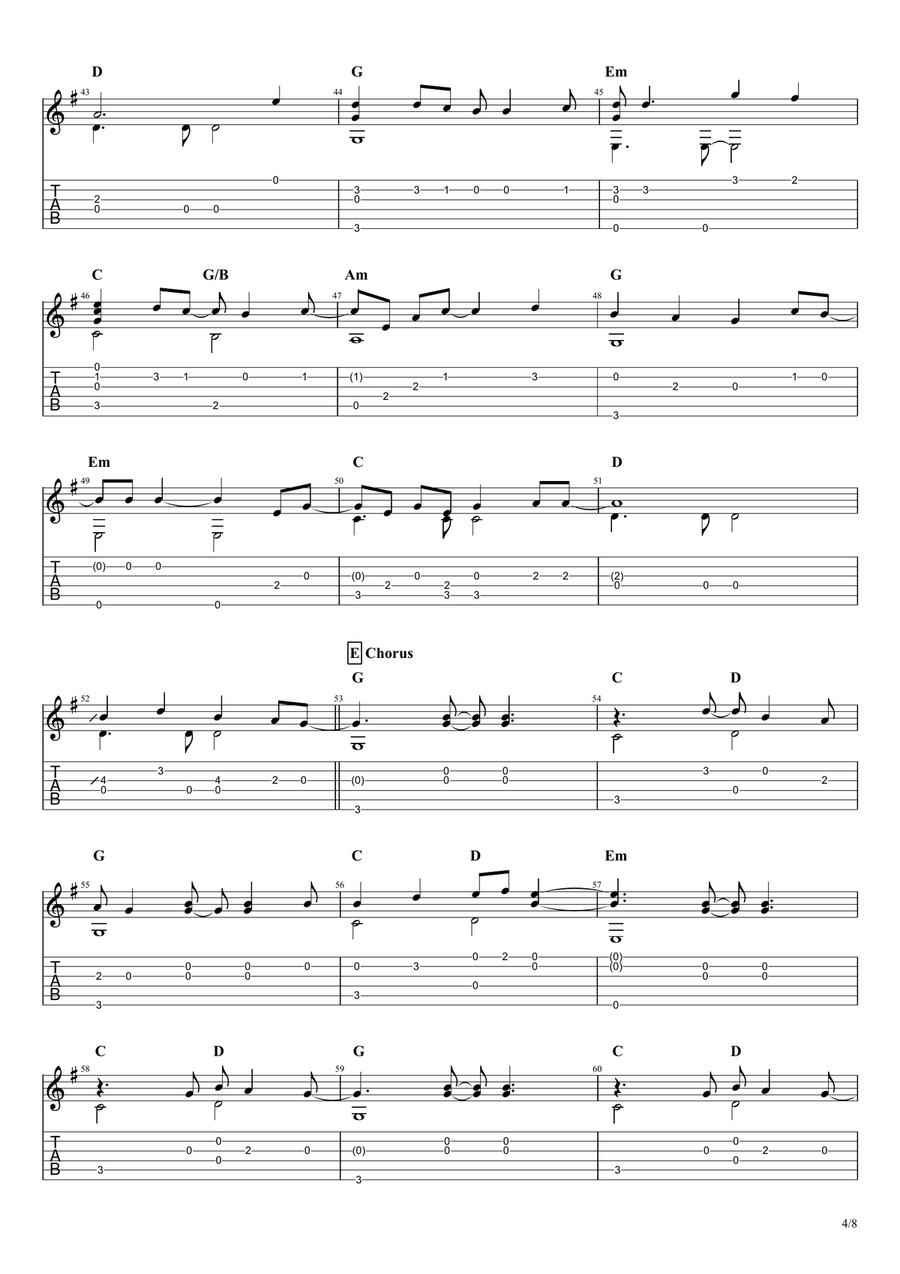 Redemption Song Guitar Tablature scores gallery preview page 4