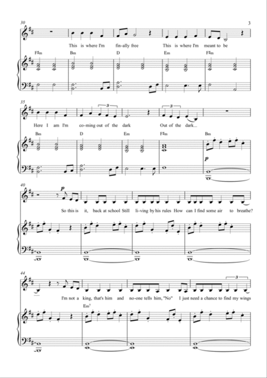 Coming Out Of The Dark Piano, Vocal, Guitar scores gallery preview page 3