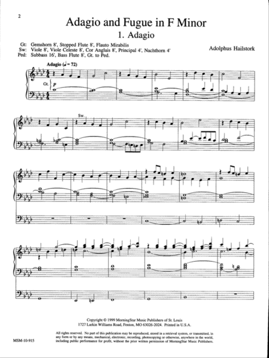 Adagio and Fugue in F Minor Organ scores gallery preview page 2