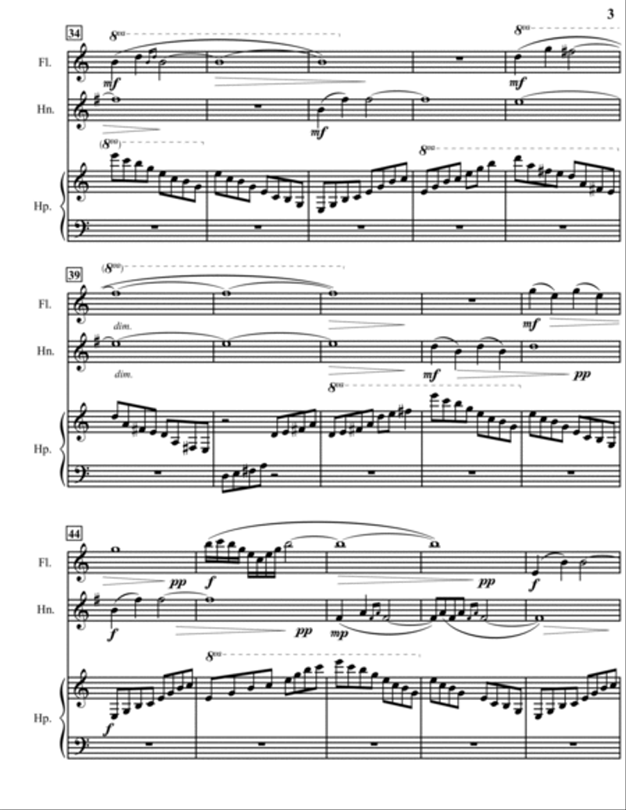 Song of the Forest - Trio for Flute, Horn and Harp Revised Version Flute scores gallery preview page 3