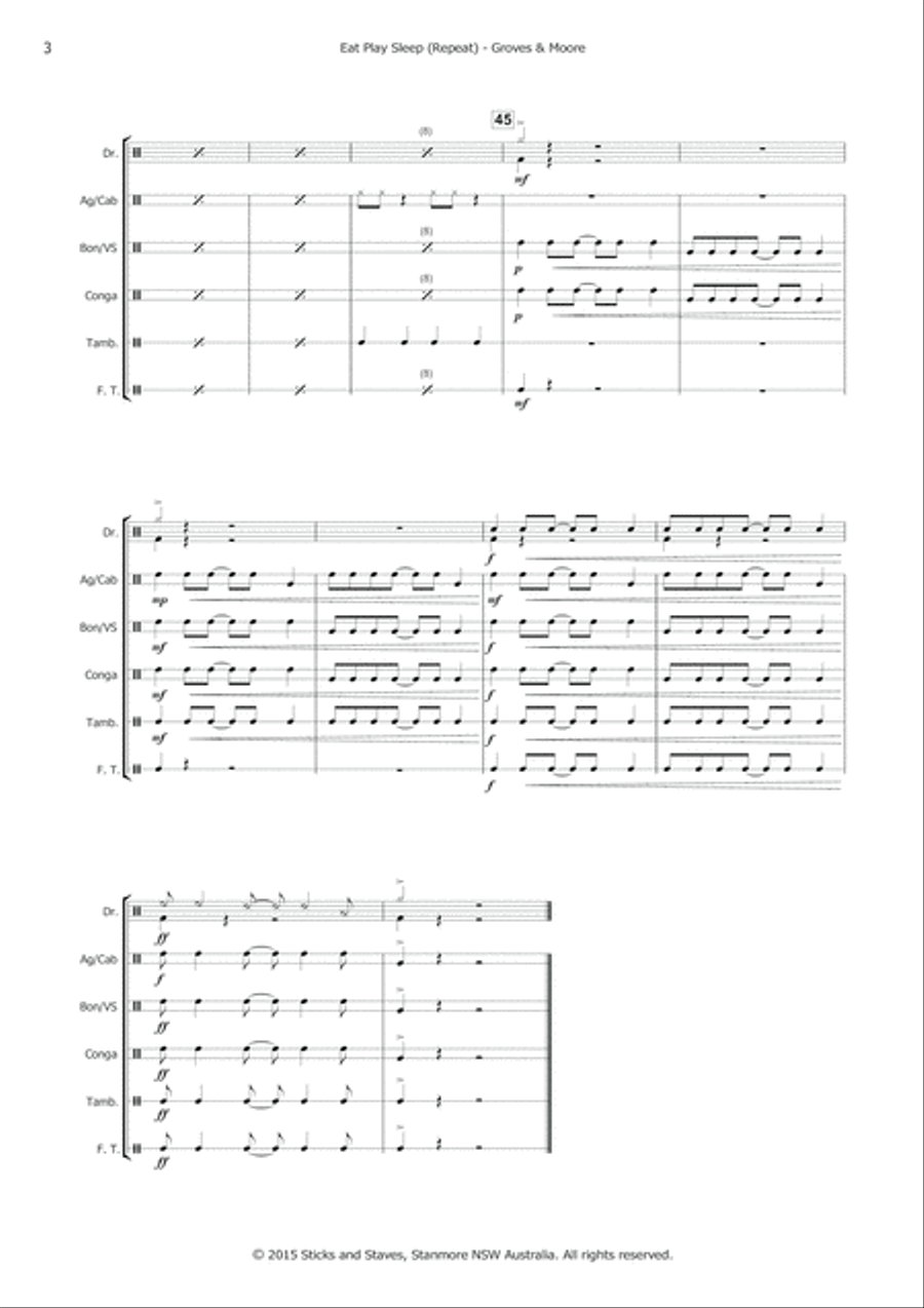 Eat Play Sleep (Repeat) Percussion Ensemble scores gallery preview page 5