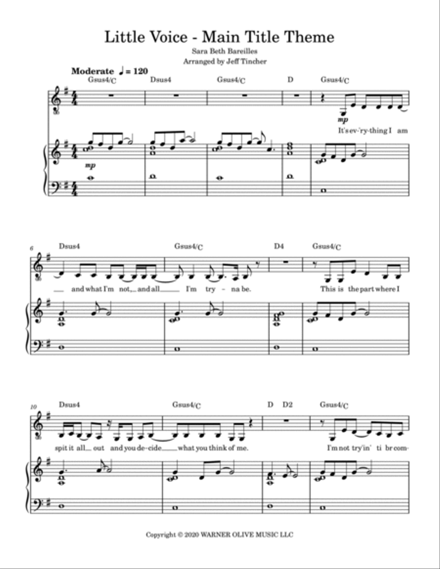 Little Voice - Main Title Theme Piano, Vocal, Guitar scores gallery preview page 2