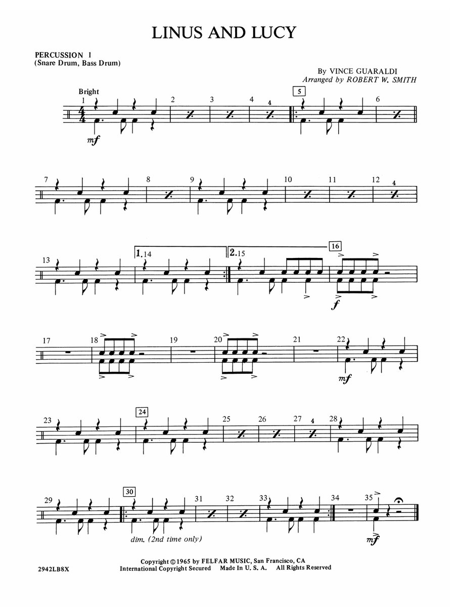 Linus and Lucy: 1st Percussion