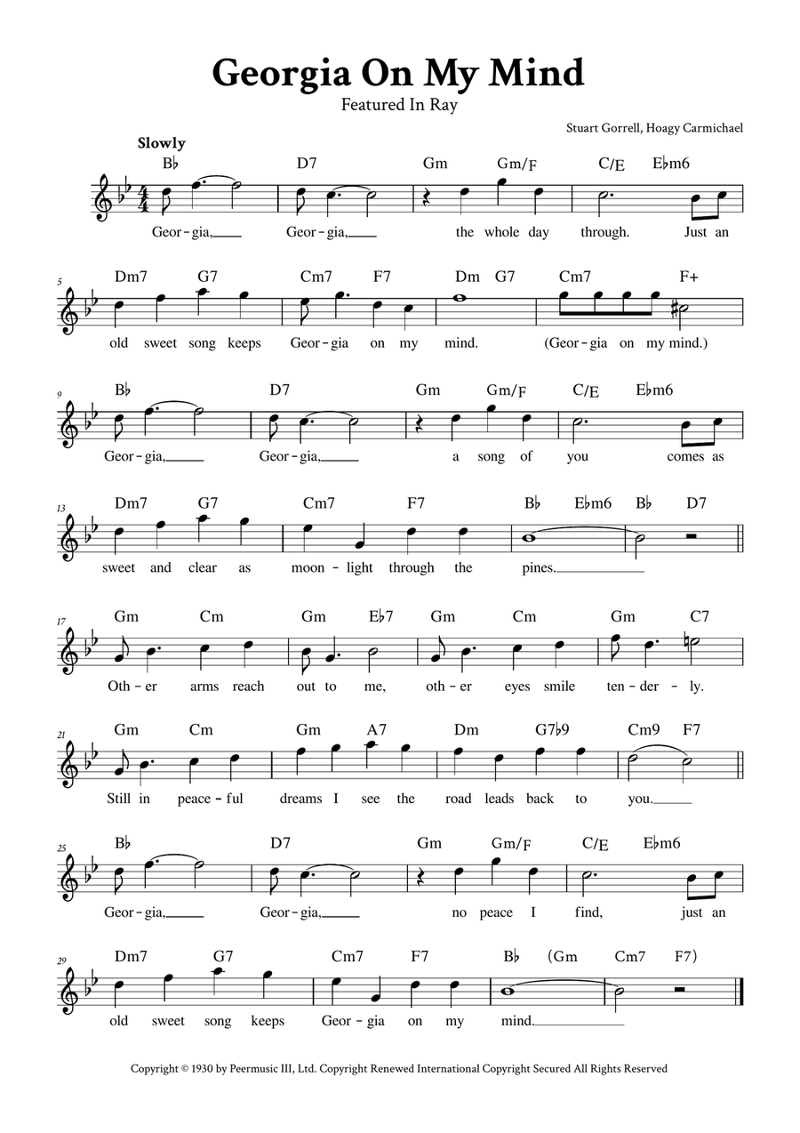 Georgia On My Mind Piano scores gallery preview page 1