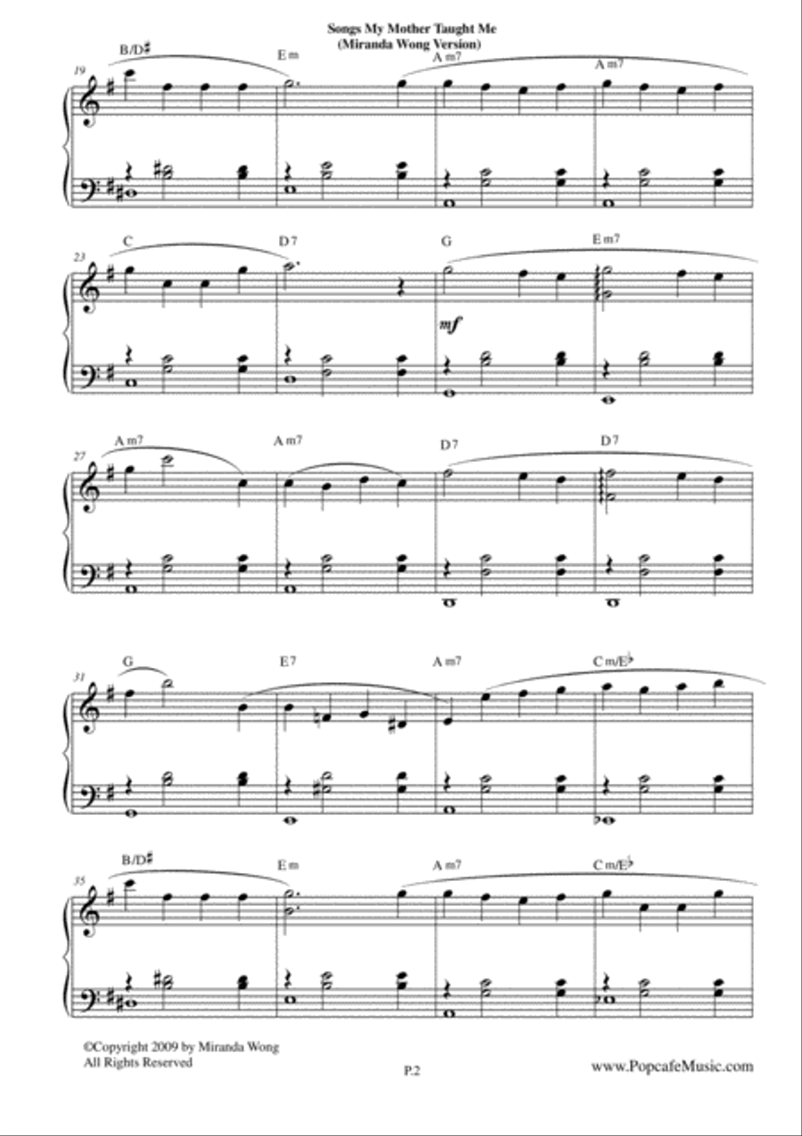 Songs my Mother Taught Me - Romantic Piano Solo Songs my Mother Taught Me - Romantic Piano Solo Piano Solo scores gallery preview page 2