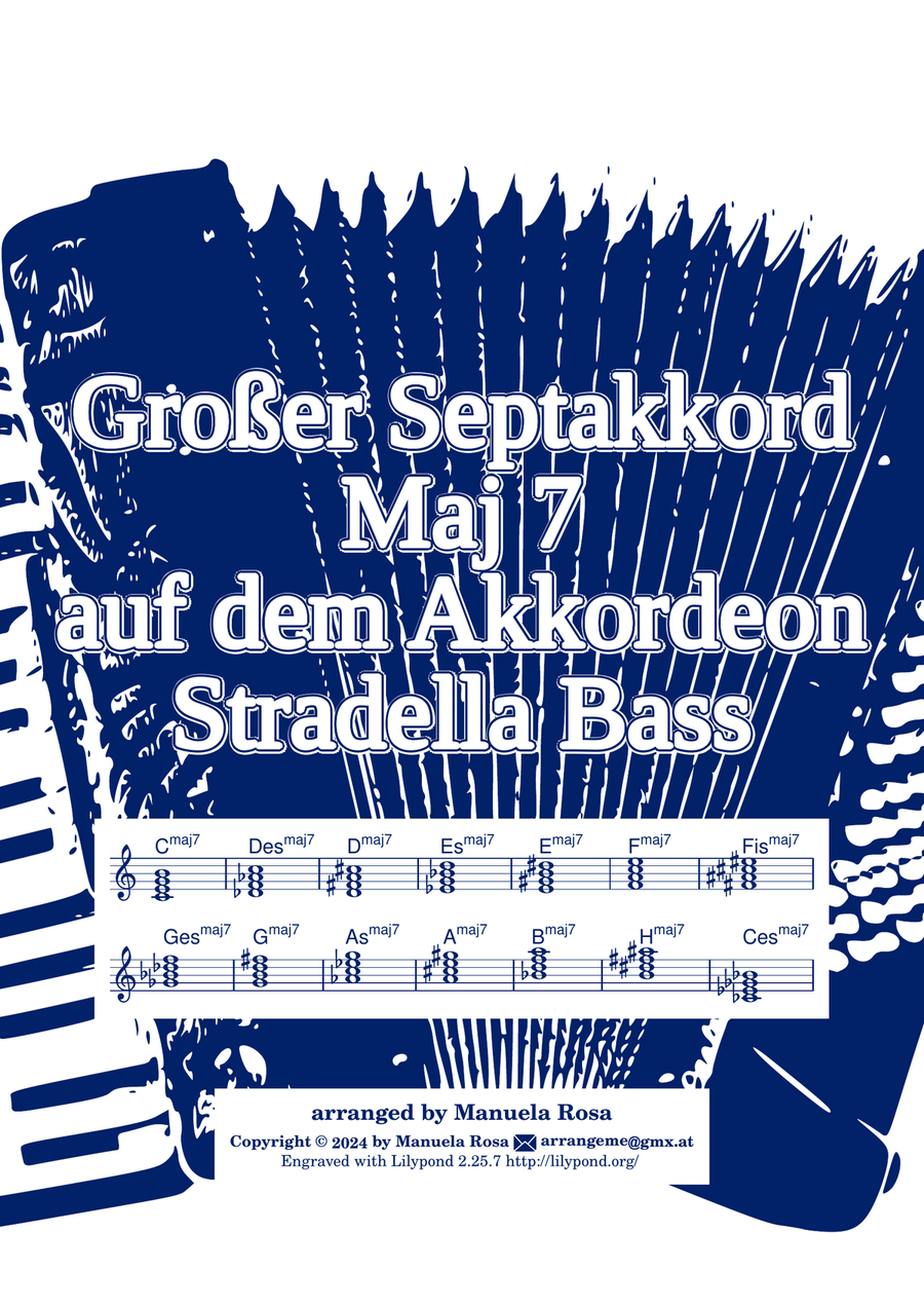 Jazz Akkorde auf dem Akkordeon-Bass: Großer Septakkord (Maj 7) deutsche Bezeichnungen Banjo scores gallery preview page 1