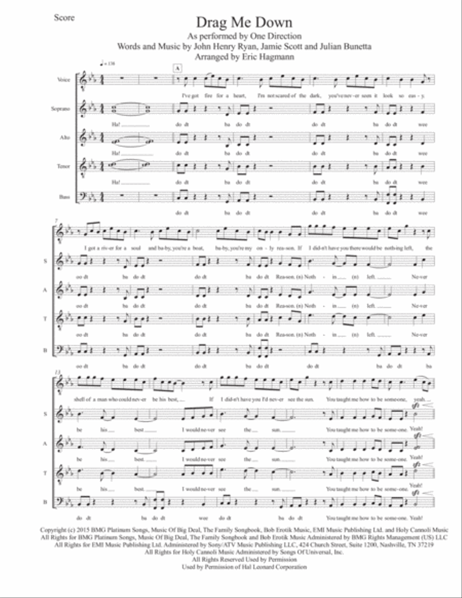 Drag Me Down 4-Part scores gallery preview page 1