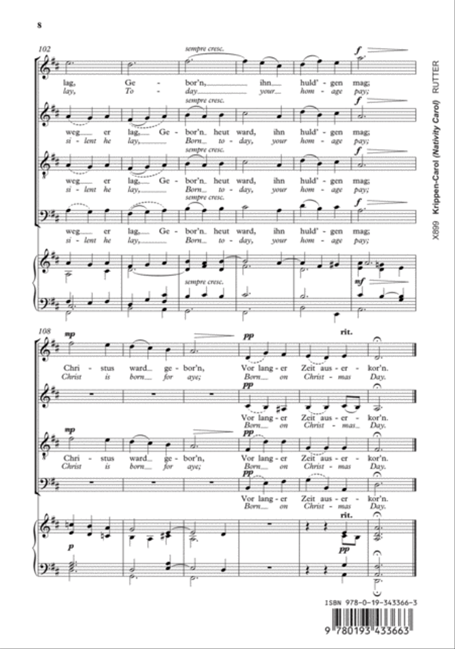 Krippen-Carol (Nativity Carol) 4-Part scores gallery preview page 3