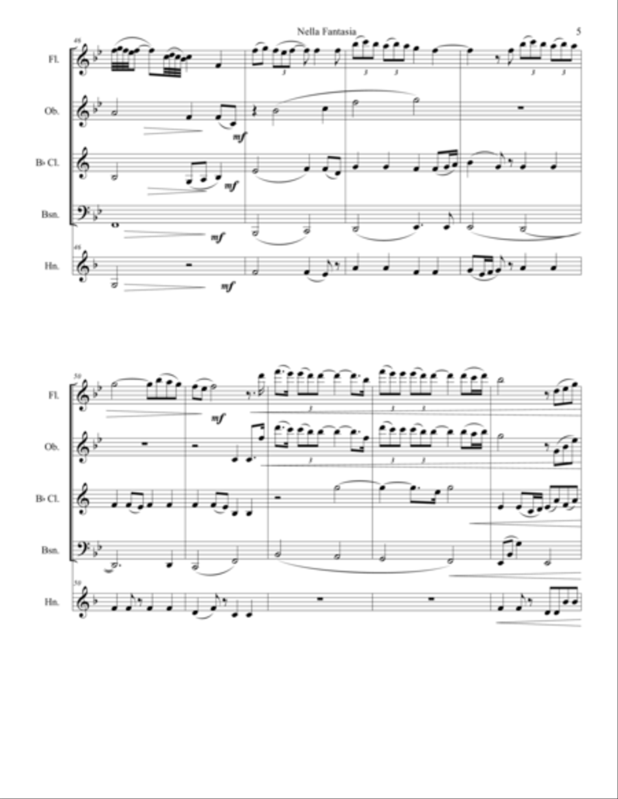 Nella Fantasia Woodwind Quintet scores gallery preview page 5