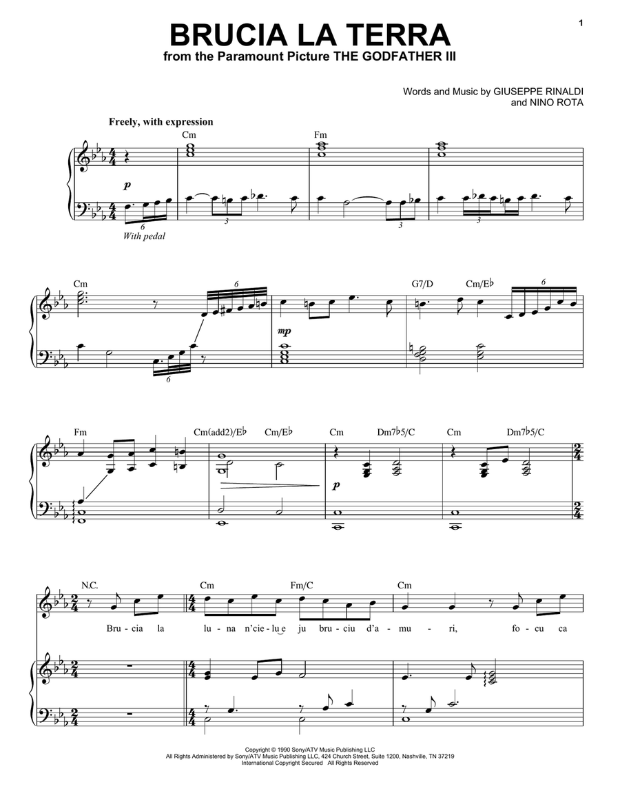 Brucia La Terra Piano, Vocal scores gallery preview page 1